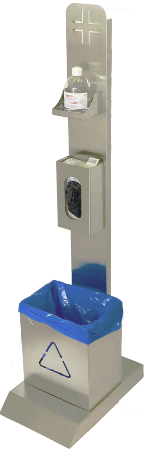 STAND IGIENE PORTA GEL, GUANTI E PORTA RIFIUTI